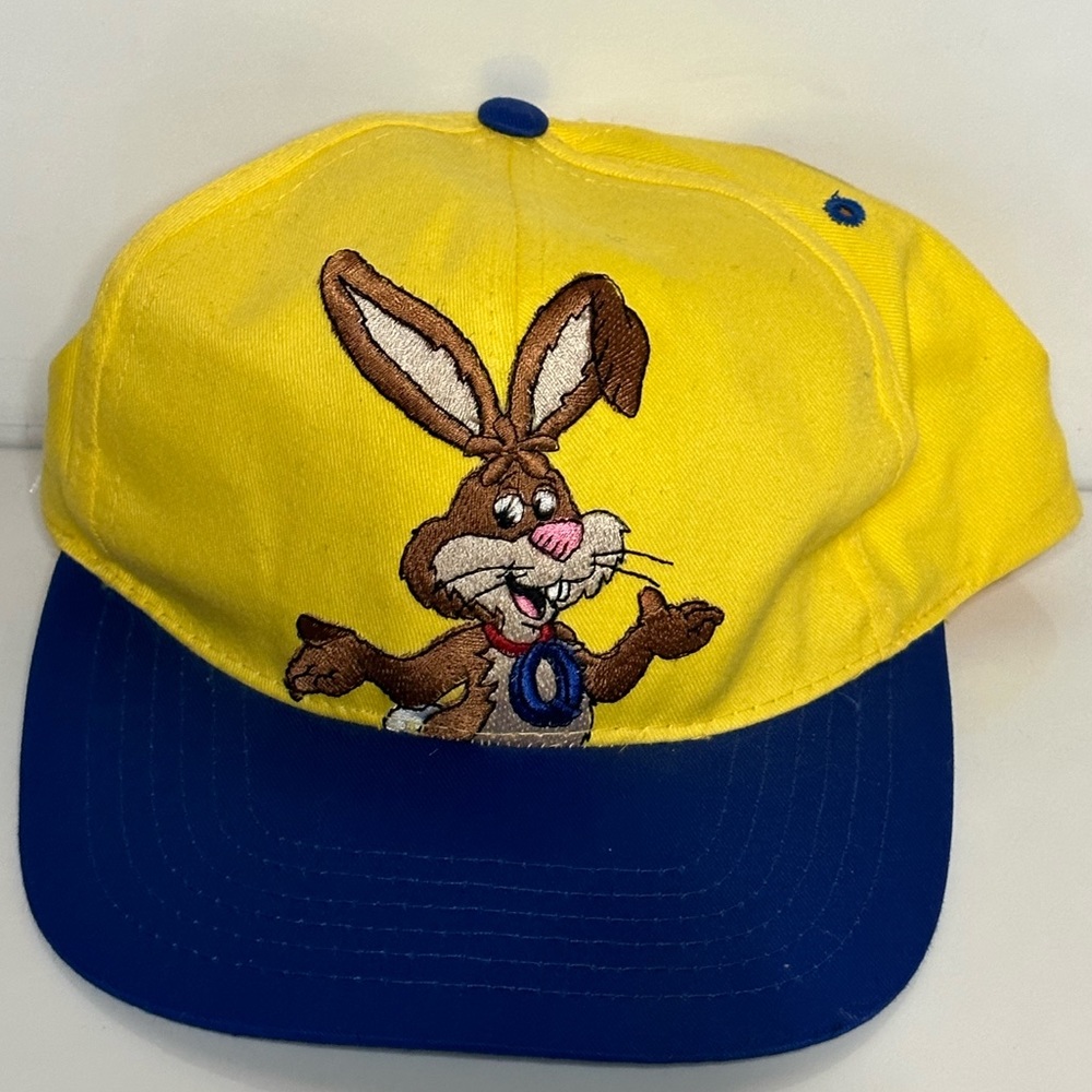Vintage Nestle Quik Rabbit Chocolate Milk Adjustable Yellow Hat